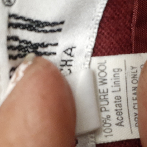 Vtg Chinatown by John Rocha Wine Red Wool Blazer Jacket pea COAT 12 UK 8 US - Picture 5 of 13